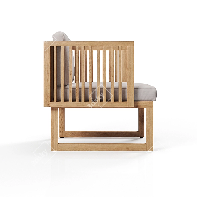 Modern Outdoor Wooden Chair 3D model image 3