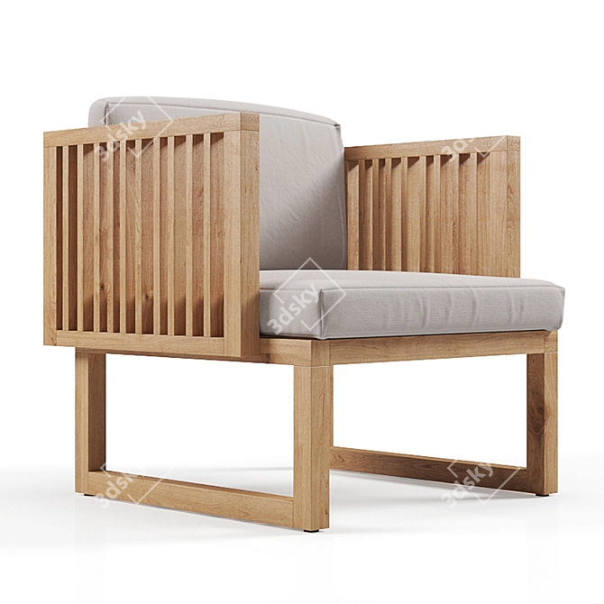 Modern Outdoor Wooden Chair 3D model image 6