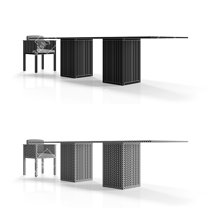 Marble Top Rectangular Table 3D model image 5