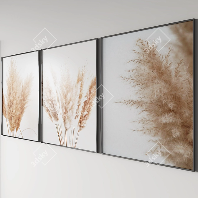 Vintage Floral Metal Frame Posters 3D model image 1