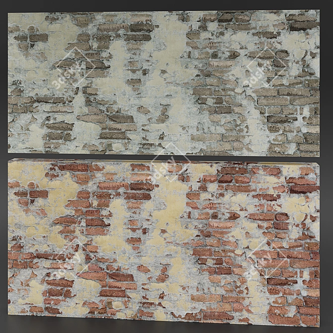 Weathered Brick Wall 3D model image 3