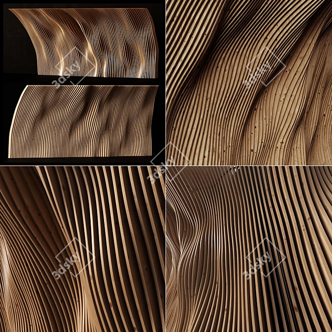 Parametric Wood Rail Panel 3D model image 1