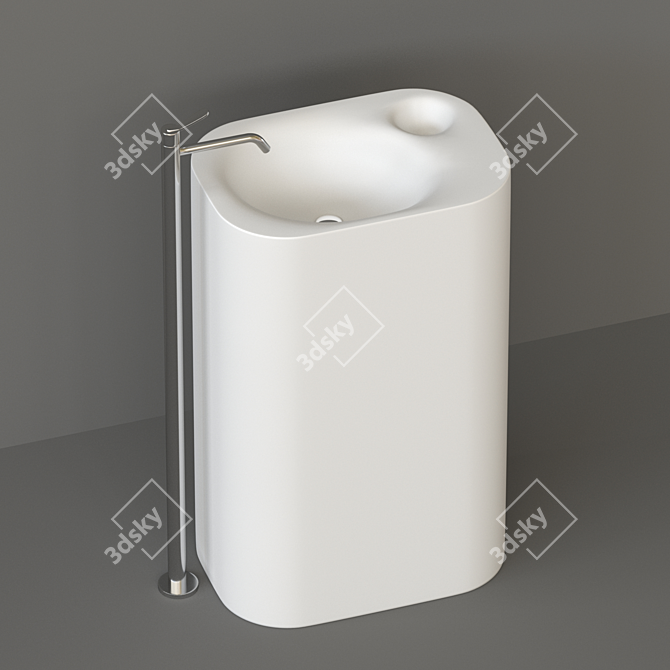 Sleek Standalone Nivis Washbasin 3D model image 1