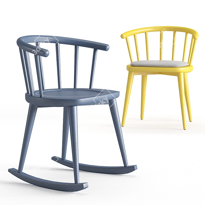 Minimalist Windsor Chair 3D model image 2