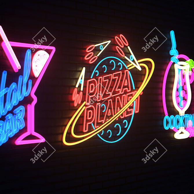 Neon Signs Set: Customizable & Vibrant 3D model image 5