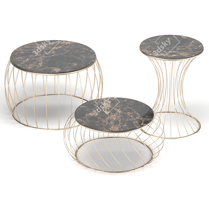 Elegant Marble and Metal Tables 3D model image 1
