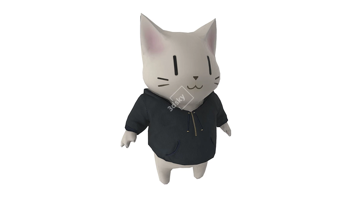 Kawaii Cat Polygon Mesh 3D model image 6