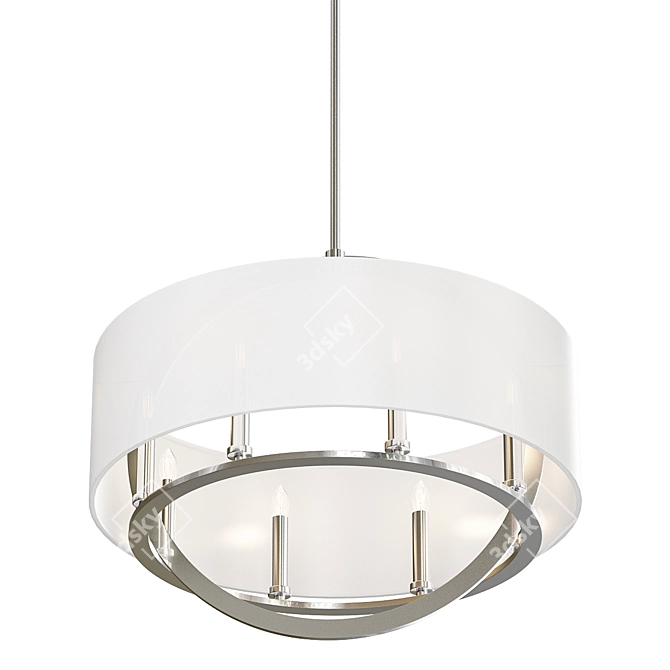 Modern Brushed Nickel Halo Chandelier 3D model image 1