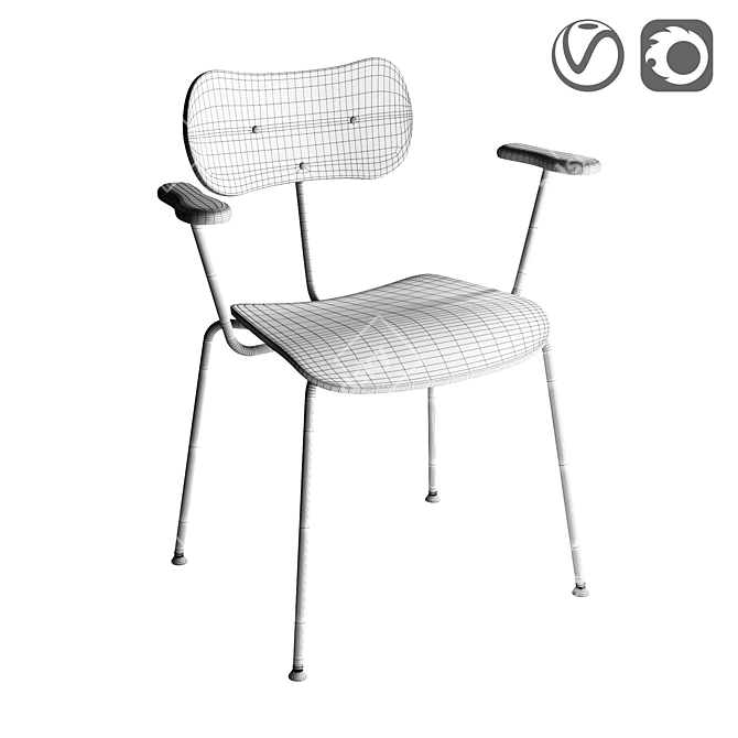 Elegant Walnut Armchair Nod 3D model image 2