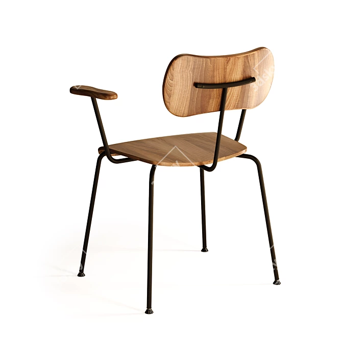 Elegant Walnut Armchair Nod 3D model image 5
