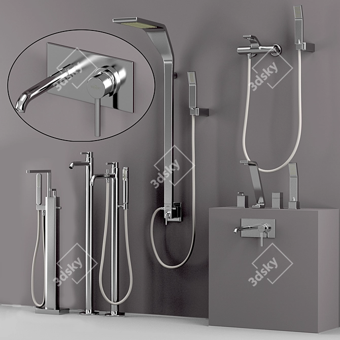 Webert Bathroom Set: Faucet, Shower, Sink, and More 3D model image 2