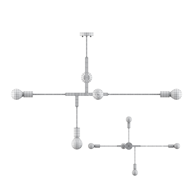 Minimalist Open Bulb Chandelier 3D model image 3