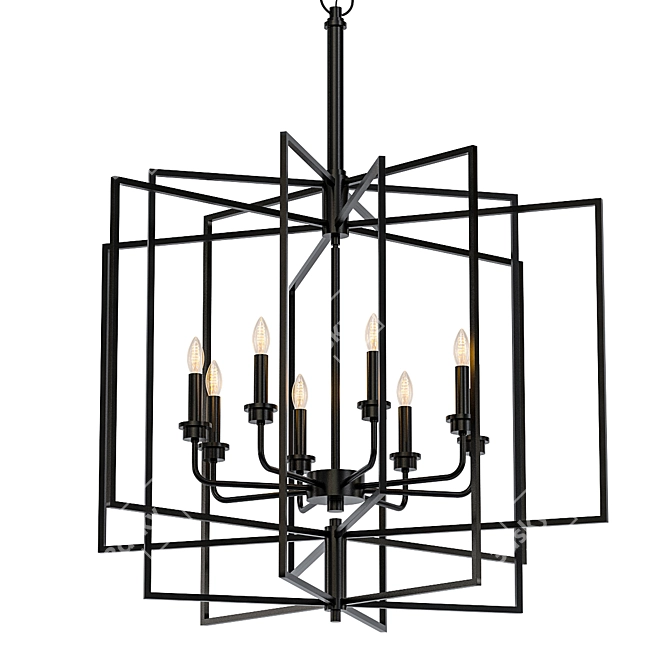 Elegant Black Abner Chandelier 3D model image 1