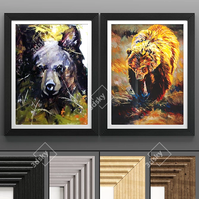  Elegant Art Frame 587: 2 Frames & 4 Textures 3D model image 1