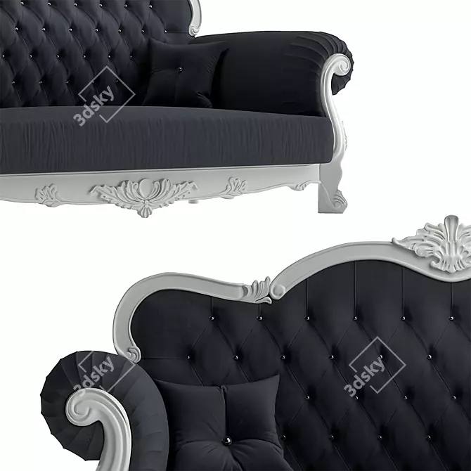 Elegant Baroque Sofa 3D model image 2