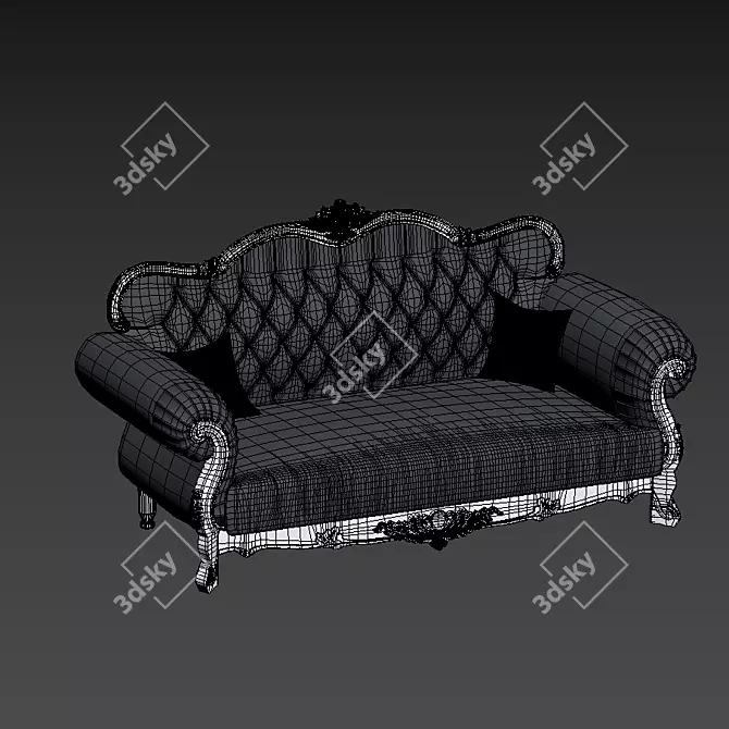 Elegant Baroque Sofa 3D model image 3