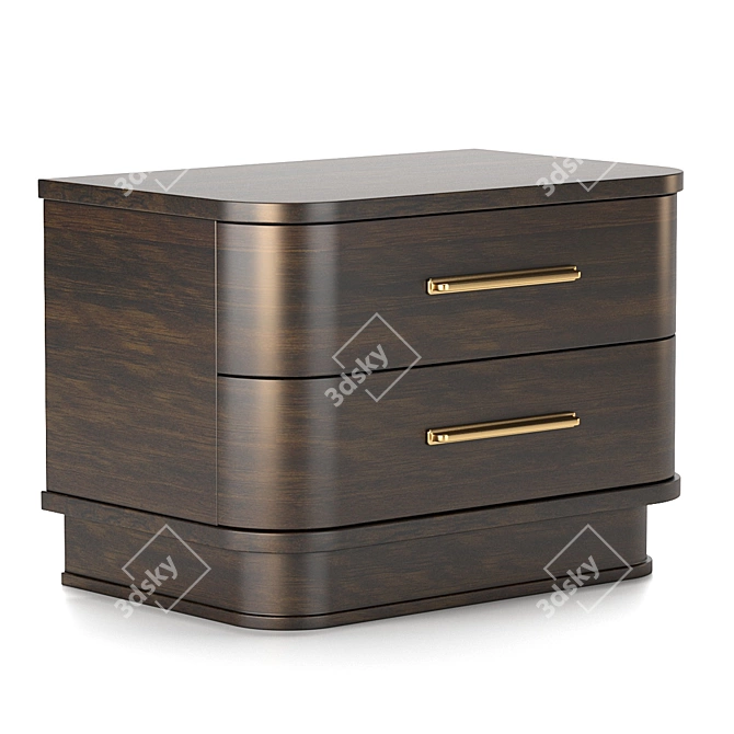 Sleek Streamline Bedside Table 3D model image 1