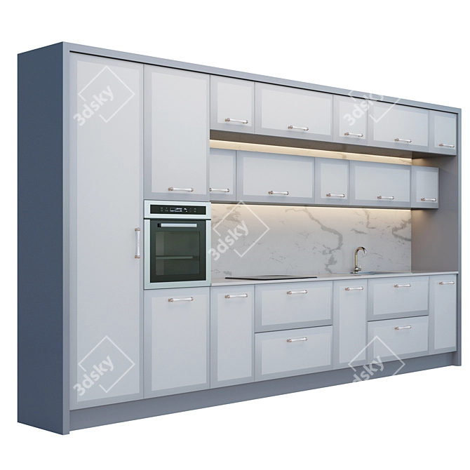 Modern Kitchen Set with Sink & Oven 3D model image 2