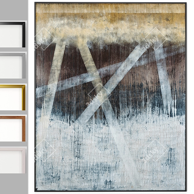 Radiant Frames: Modern Wooden Painting 3D model image 1