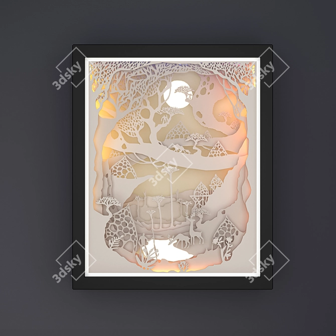 Whimsical Paper Night Light 3D model image 4