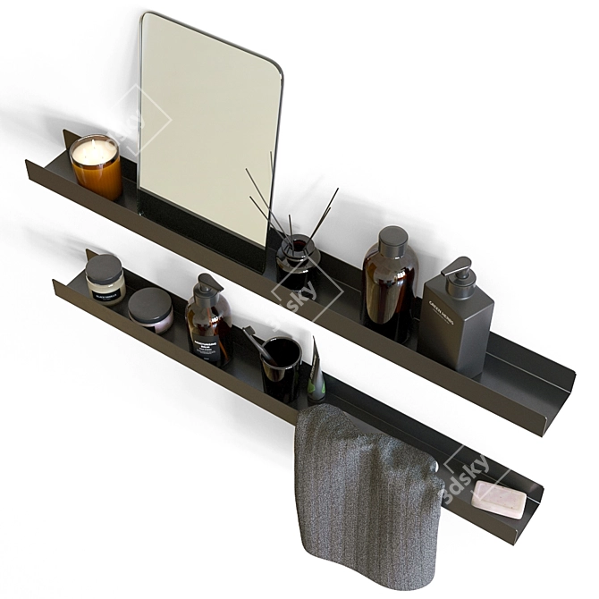 Stylish Bathroom Shelves Set 3D model image 2