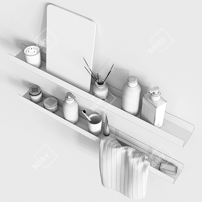 Stylish Bathroom Shelves Set 3D model image 3