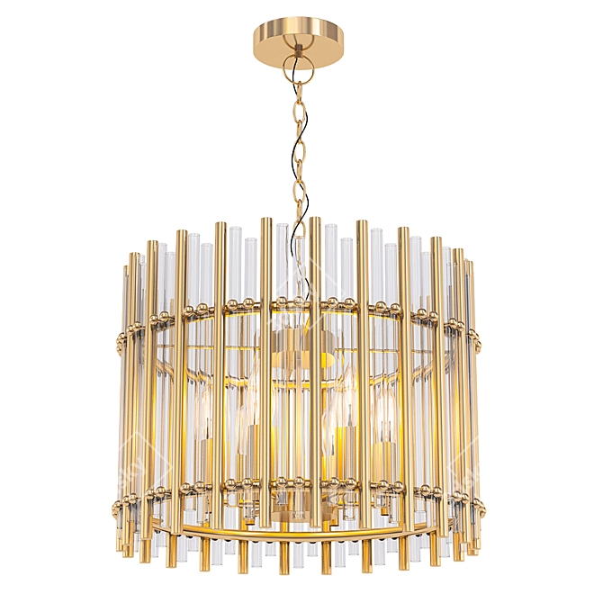 Golden Cylinder Pendant Light 3D model image 1