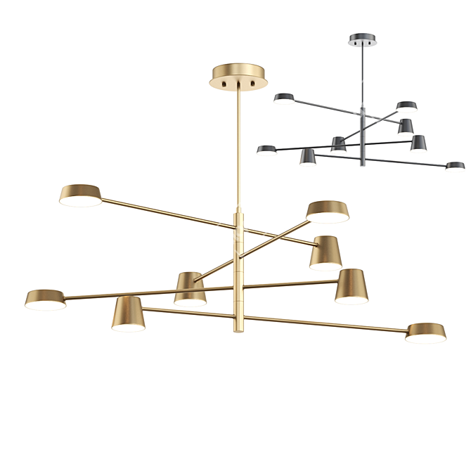 Elegant Asymmetric LED Chandelier 3D model image 1