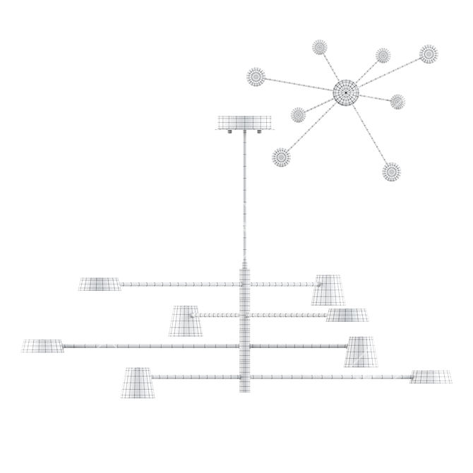 Elegant Asymmetric LED Chandelier 3D model image 3