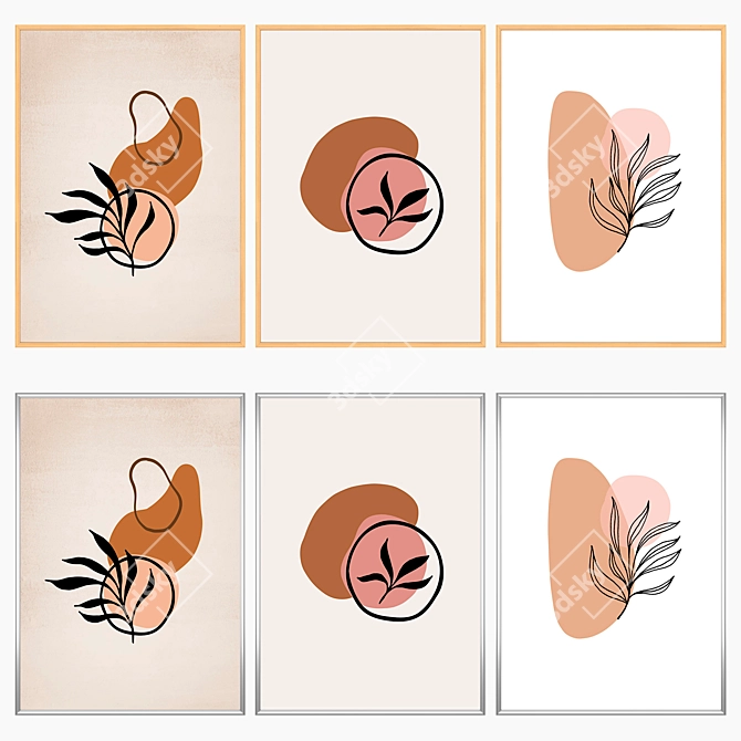 Artistic Trio: Set of 3 Wall Paintings 3D model image 3