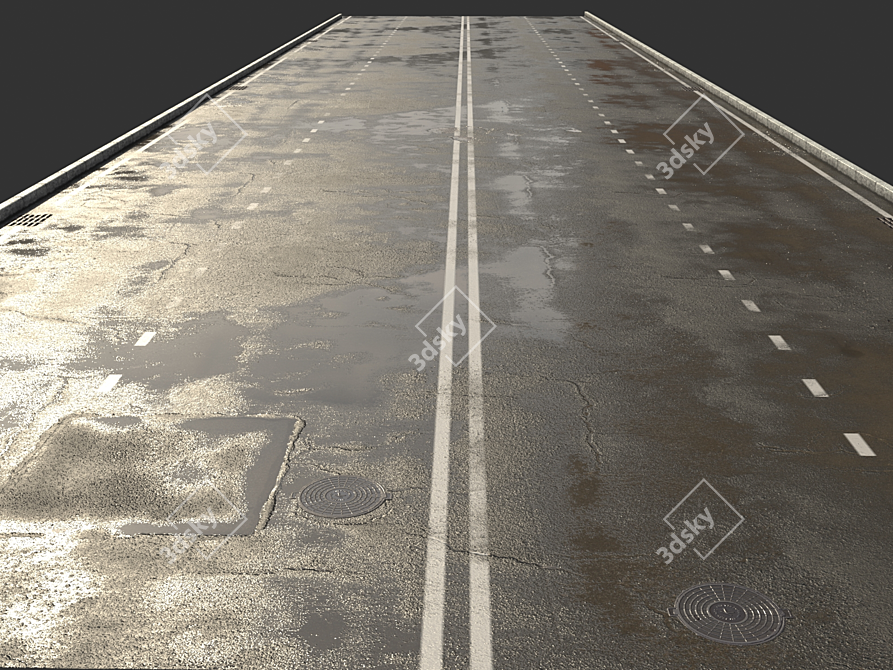 Rainy Road Texture Bundle 3D model image 1