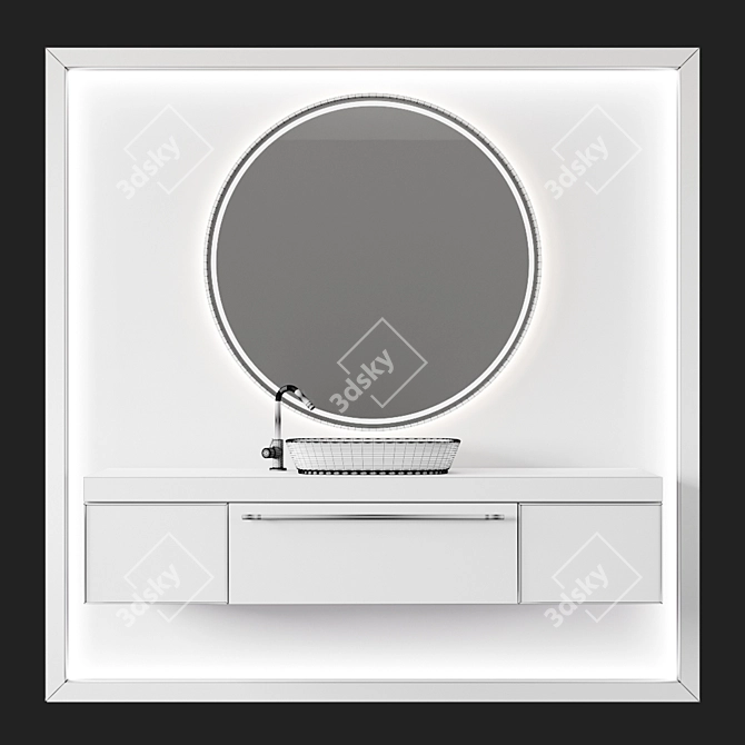 Bathroom Console with Mirror | Editable Stone Panel 3D model image 6