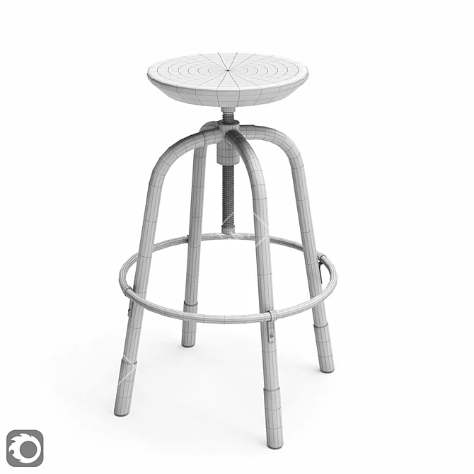 Sleek Black Adjustable Stool 3D model image 3