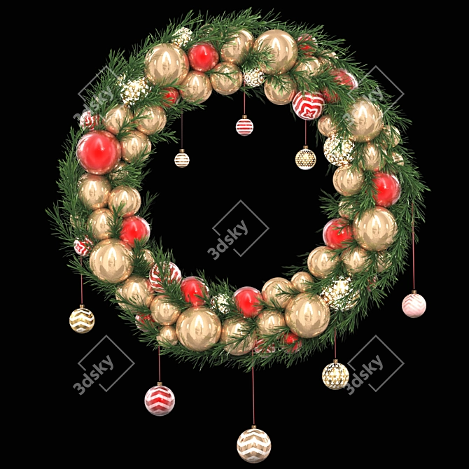 Festive Holiday Wreath 3D Model 3D model image 1