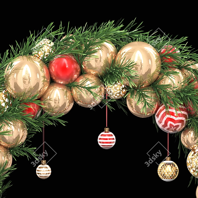 Festive Holiday Wreath 3D Model 3D model image 2