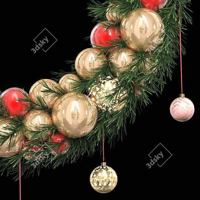 Festive Holiday Wreath 3D Model 3D model image 3