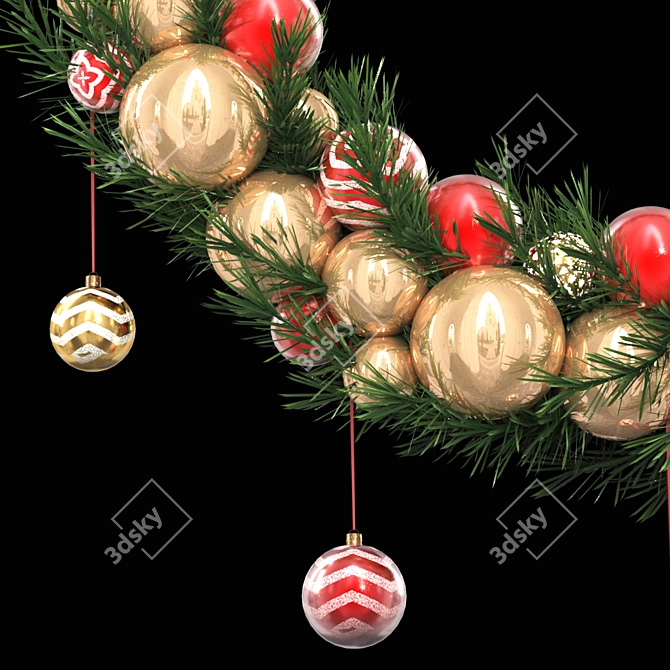 Festive Holiday Wreath 3D Model 3D model image 4