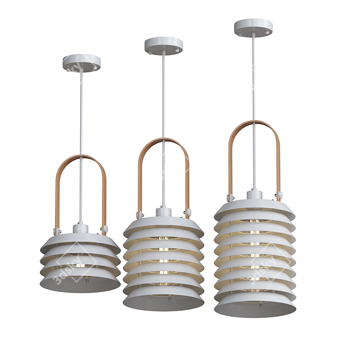 Stylish White Lantern Pendant - Lampatron ROINE 3D model image 1