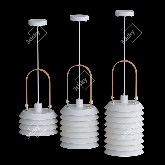 Stylish White Lantern Pendant - Lampatron ROINE 3D model image 3