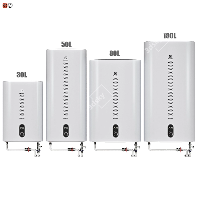 Efficient Water Heater Set 3D model image 1