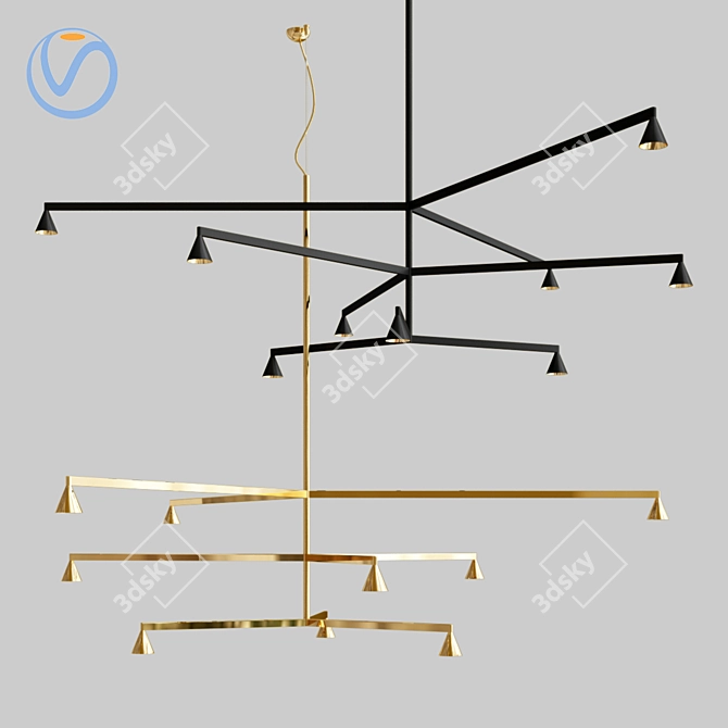 Modern Austere Chandelier: Elegant and Versatile 3D model image 3