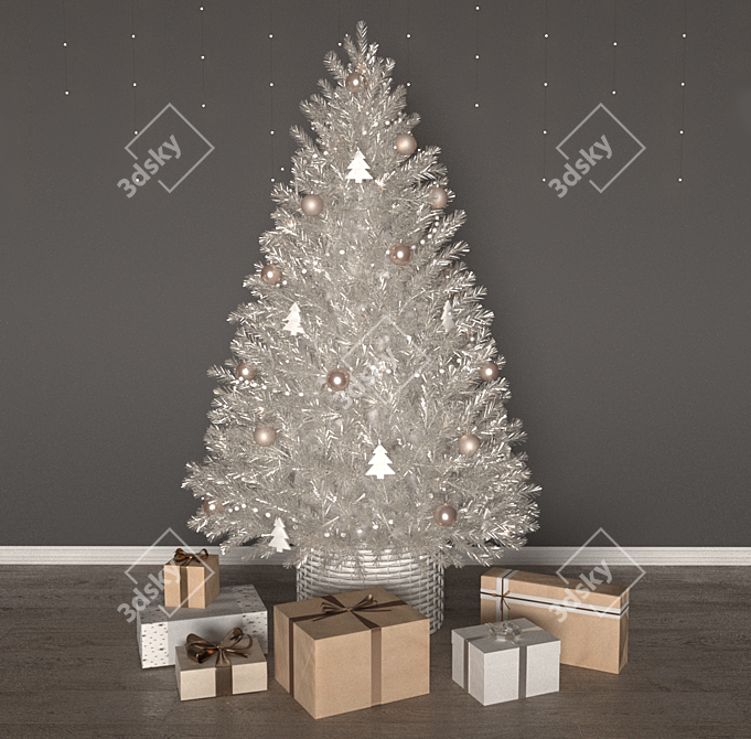 Title: White Christmas Tree Decoration 3D model image 4