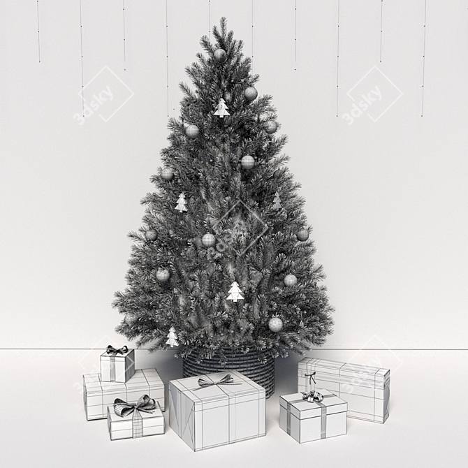 Title: White Christmas Tree Decoration 3D model image 5