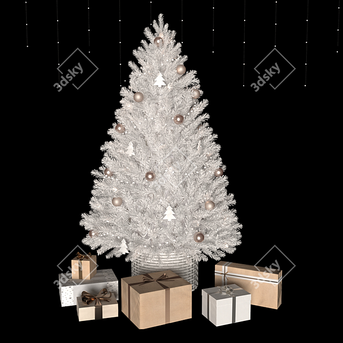 Title: White Christmas Tree Decoration 3D model image 6