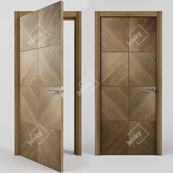 Liberta Domino 1 - Elegant Oak Veneer Door 3D model image 1