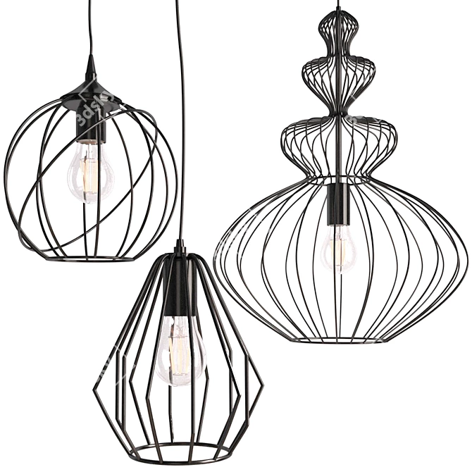 Ethnic Lighting Trio: Orbita, Brylant, and Verto 3D model image 3