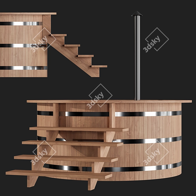 Furaco Outdoor Wood-Fired Bath 3D model image 2