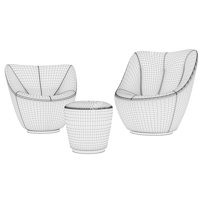 Anda Chair and Ottoman Set 3D model image 2