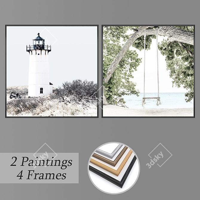 Elegant Wall Art Set with Multiple Frames 3D model image 1