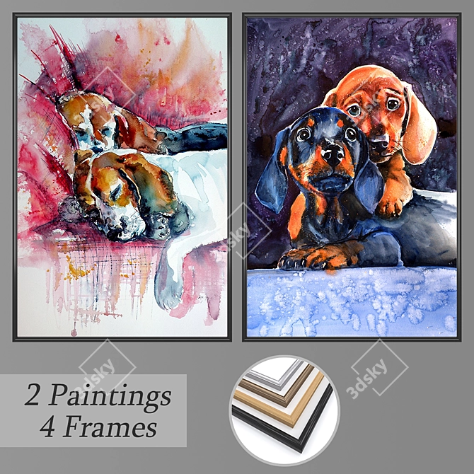 Elegant Wall Art Set with Multiple Frames 3D model image 1